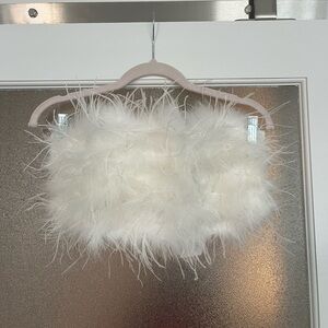 12th tribe faux fur strapless top